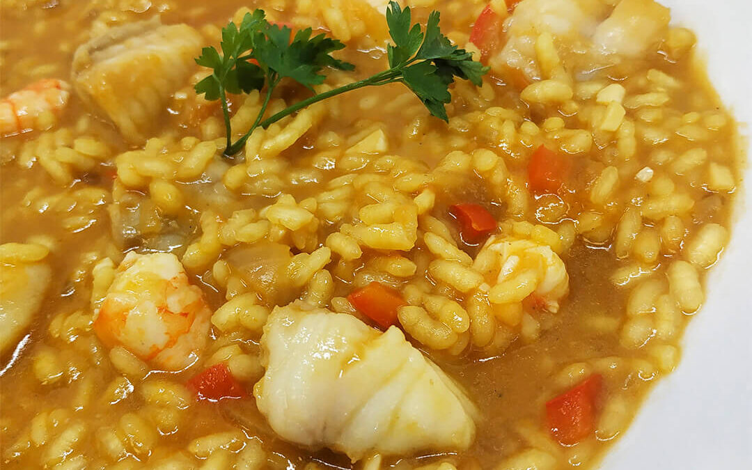 Arroz Meloso con Rape y Gambas