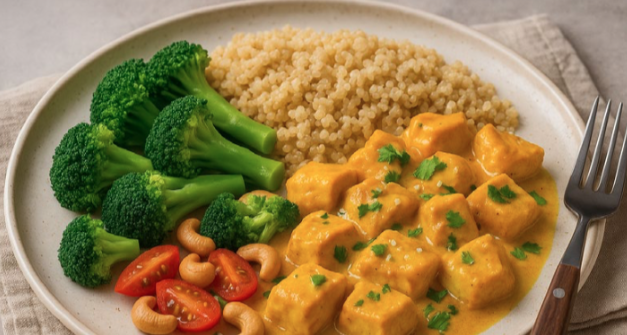 Pollo al Curry con Brócoli y Quinoa